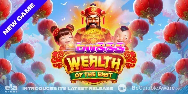 Tampilan visual permainan slot Wealth of the East dengan tema festival oriental.